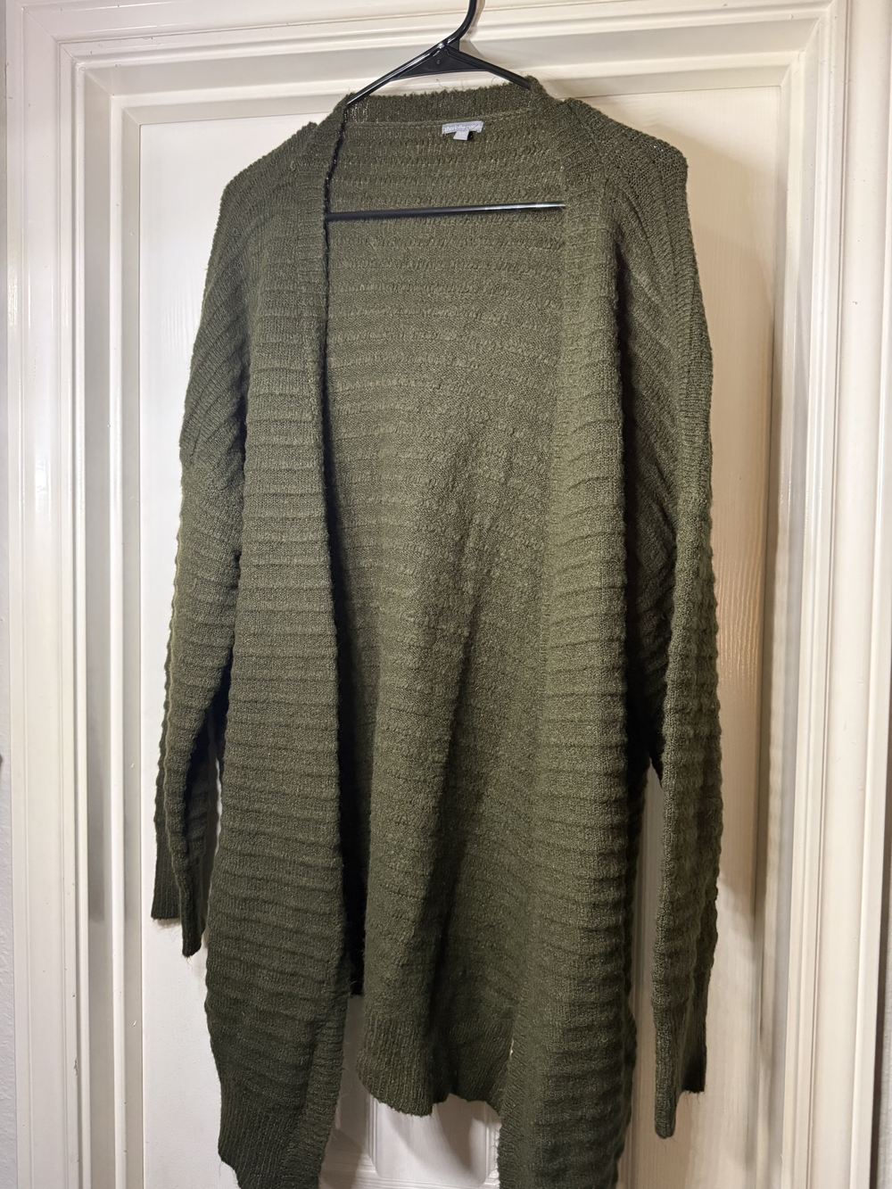 Charlotte Russe Olive Open-Front Textured Cardigan